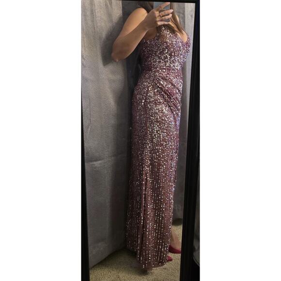 Asos Design  Embellished Maxi Drape Side Cami Dress Orchid Color  Size 6 Formal - Picture 3 of 14